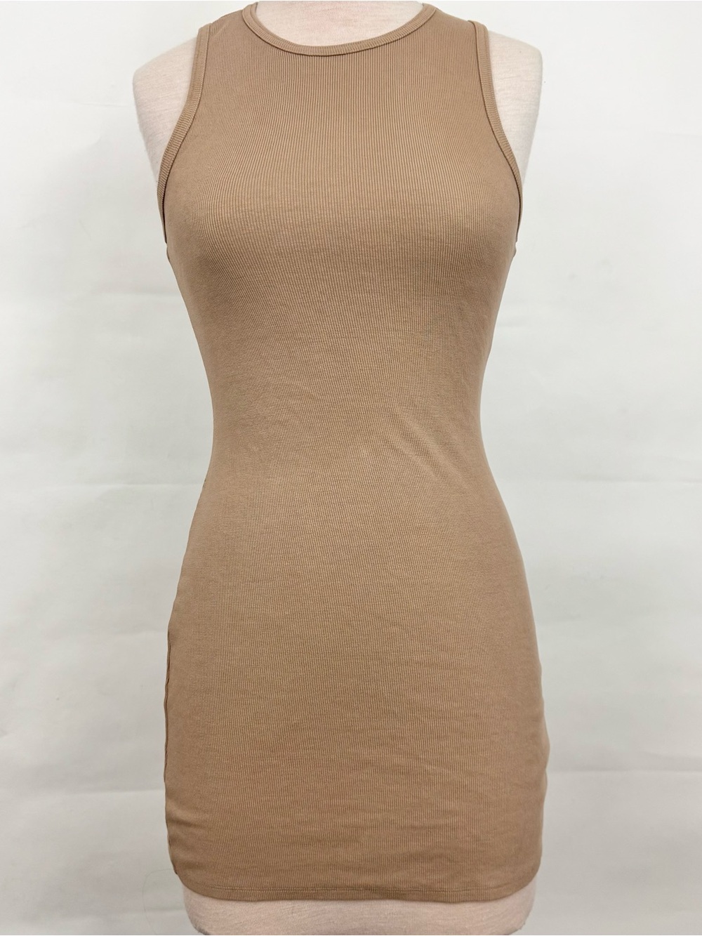 Hollister Co Bodycon Sleeveless Ribbed Tank Dress Tan Small